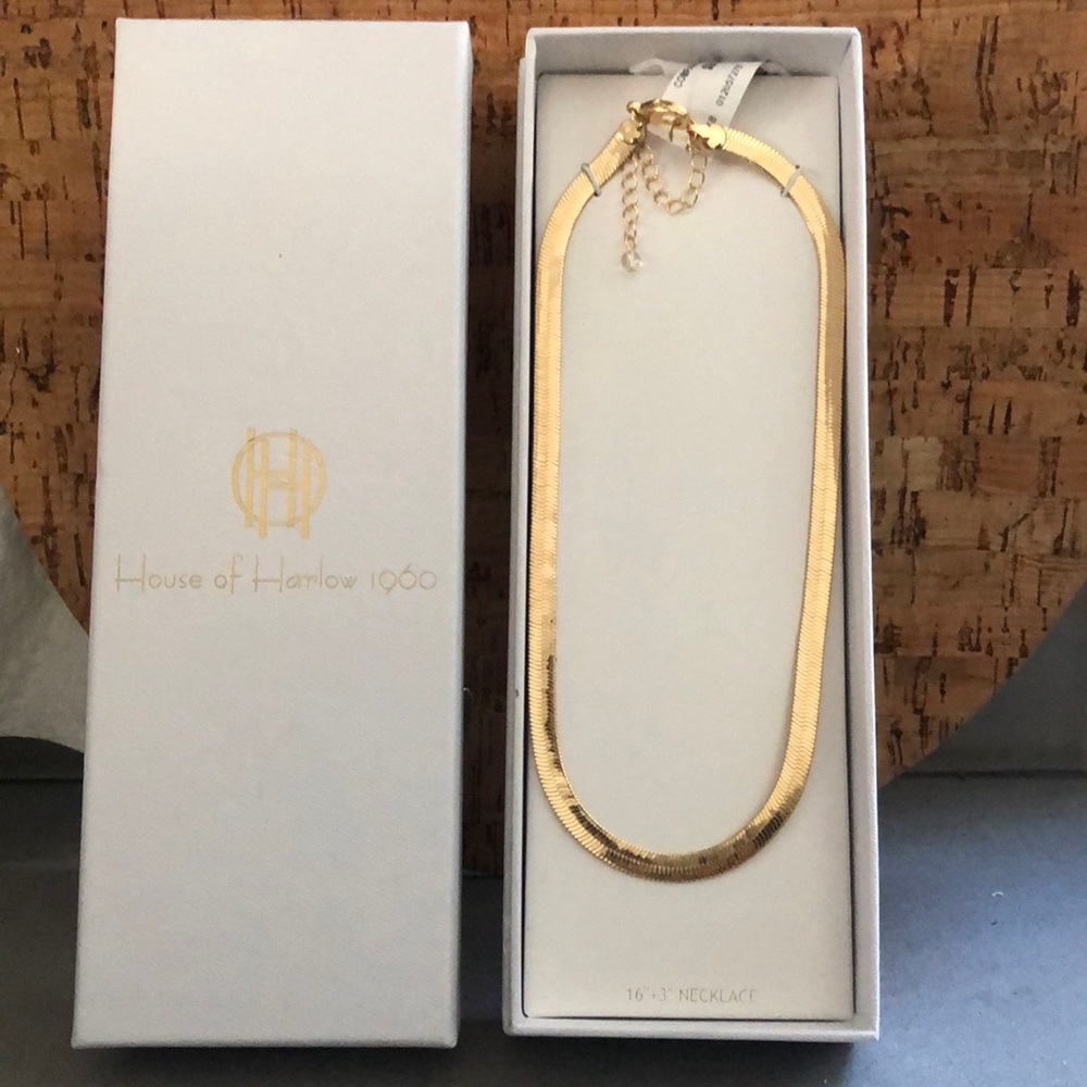 16” + 3” gold herringbone necklace.